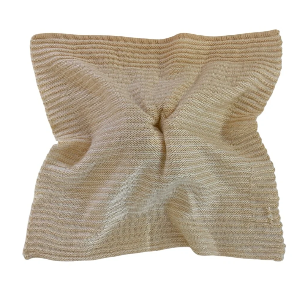 Carter’s Knit Puppy Dog 14” Lovey Blanket Yellow Beige White Stripes 2021‎ Knit